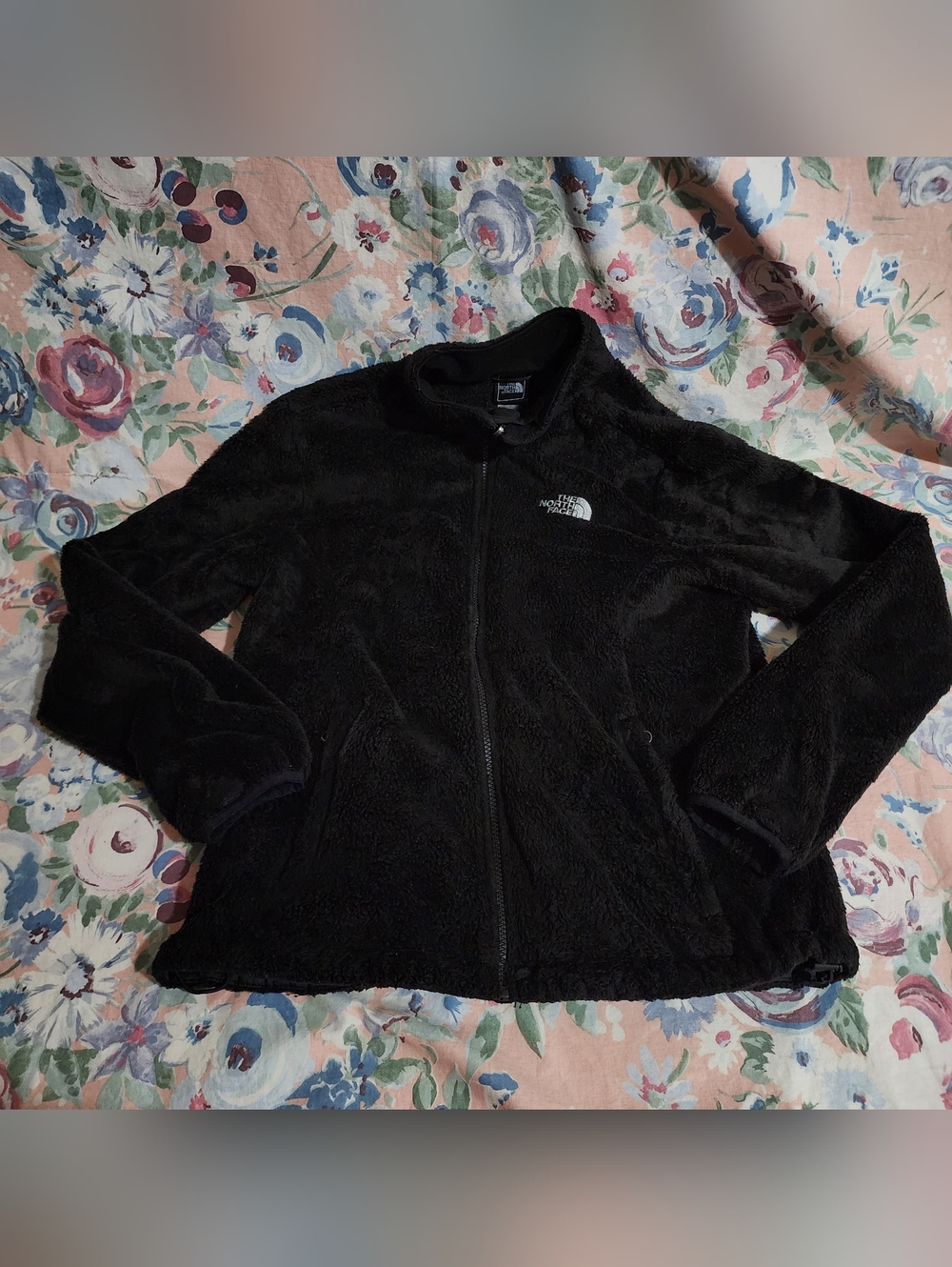 The North Face Black Full Zip Fleece Jacket Size Medium Mock Neck Long Sleeves